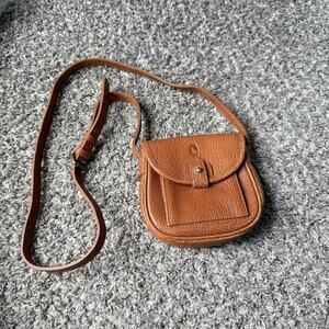 VTG Ralph Lauren Camel Brown Pebbled Leather Crossbody Bag Small Travel